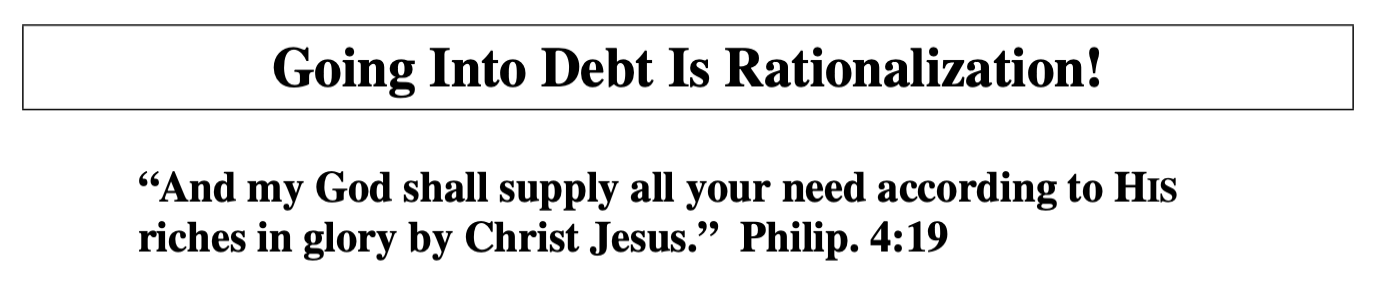 Diagram accompanying the author's account of debt and rationalization.